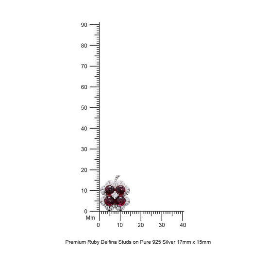 Premium Ruby Delfina Studs on Pure 925 Silver