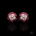Rose Gold Ruby Diamond Studded Ariana Studs On 925 Silver