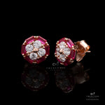 Rose Gold Ruby Diamond Studded Ariana Studs On 925 Silver