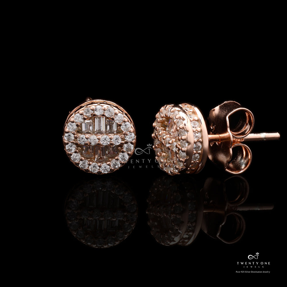 Rose Gold Diamond Studded Liza Studs on 925 Silver.