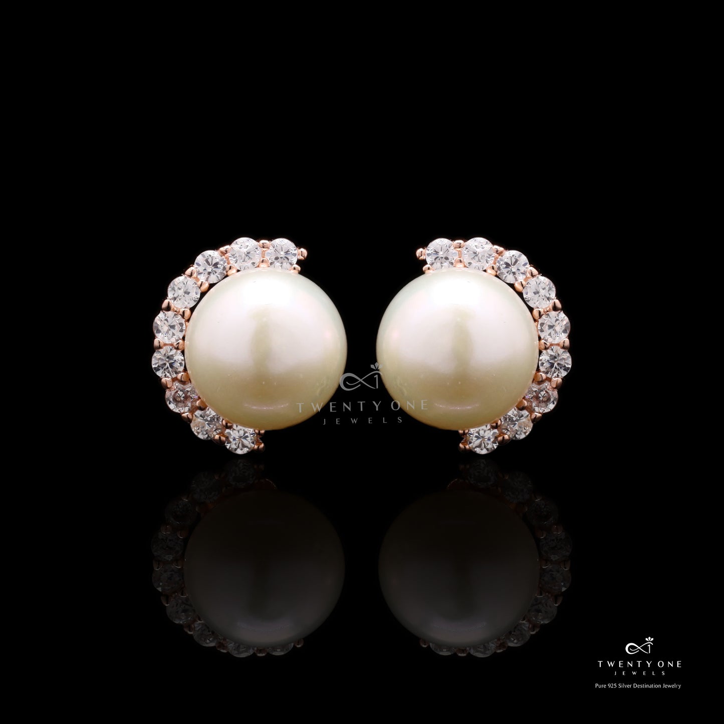 Fresh Water Pearl Julieta Studs On 925 Studs (Rose Gold Finish)