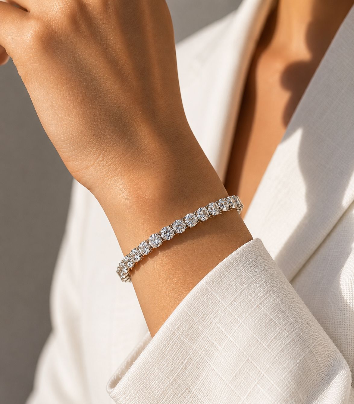TOJ Everyday - 50 Pointer American Diamond Solitaire Classic Anti Tarnish Tennis Bracelet