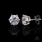 2 Carat Solitaire Studs on 925 Silver with Premium Screw Backs in White Gold Finish