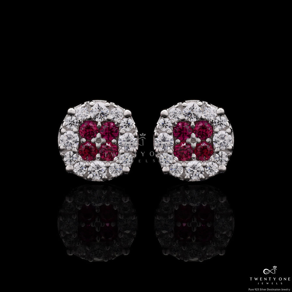 Ruby Kiora Diamond Studs on 925 Silver.