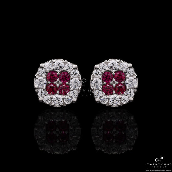 Ruby Kiora Diamond Studs on 925 Silver.