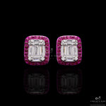 Diamond And Ruby Avaa Studs On 925 Silver