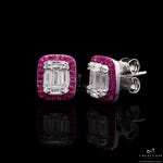 Diamond And Ruby Avaa Studs On 925 Silver