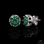 Emerald Cluster Studs on 925 Silver