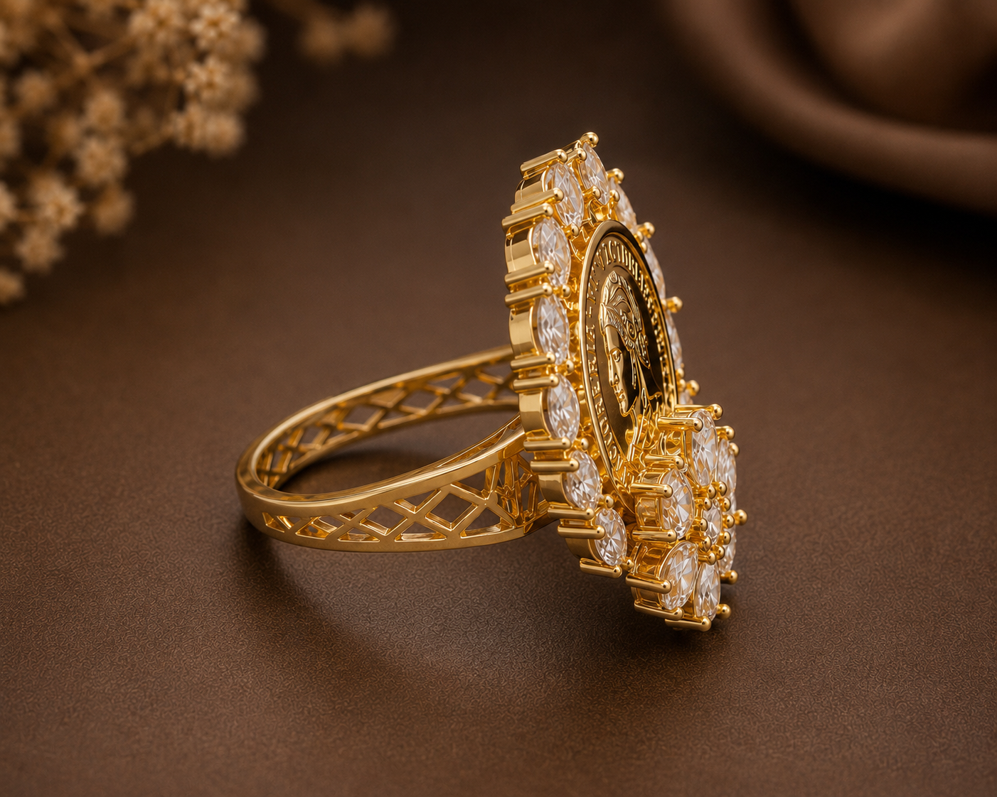 TOJ Everyday -  Gold Finish Ginni Gold Coin Adjustable Ring ( Fits All Sizes )