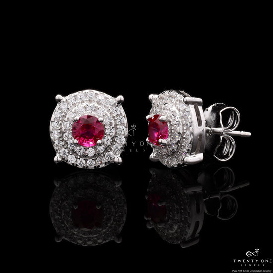 Ruby Rania Diamond Stud on 925 Silver.