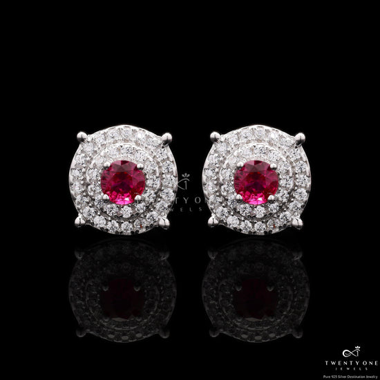 Ruby Rania Diamond Stud on 925 Silver.