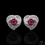 Diamond Studded Intertwined Lisa Heart Studs On 925 Silver