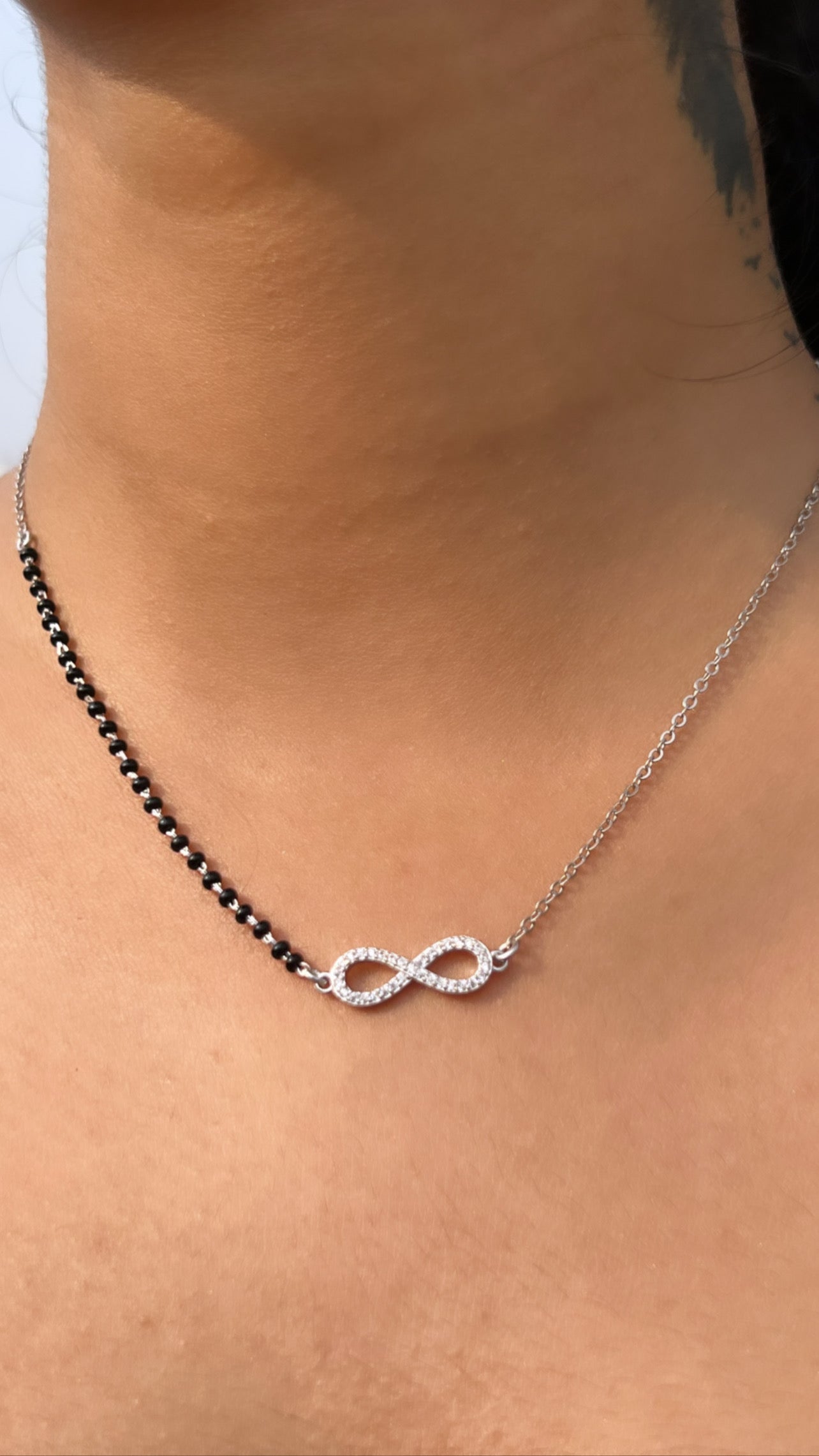 Light Weight Minimal Infinity Mangalsutra On 925 Silver