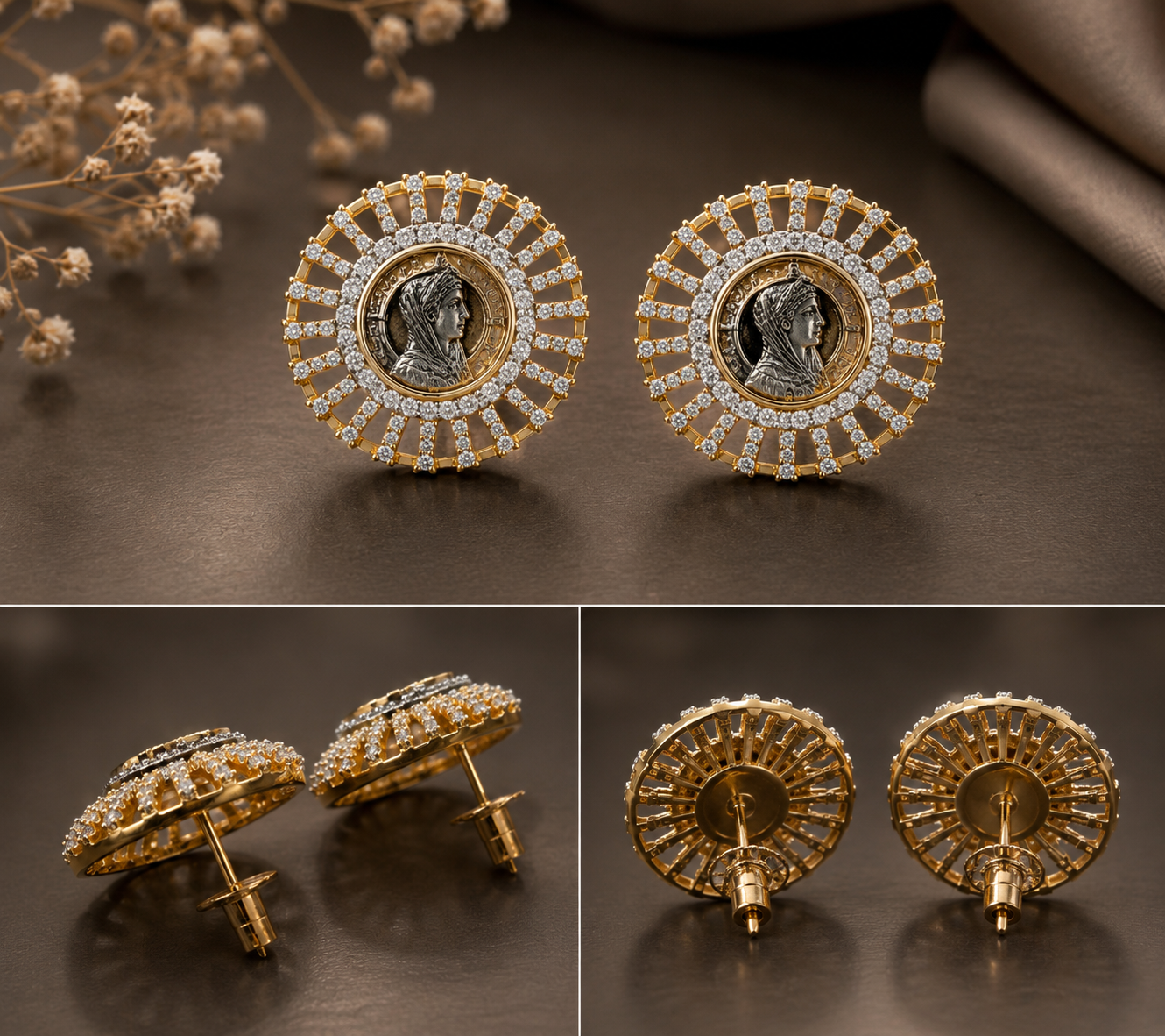 TOJ Everyday -  Gold Finish Ginni Gold Coin Stud Earrings