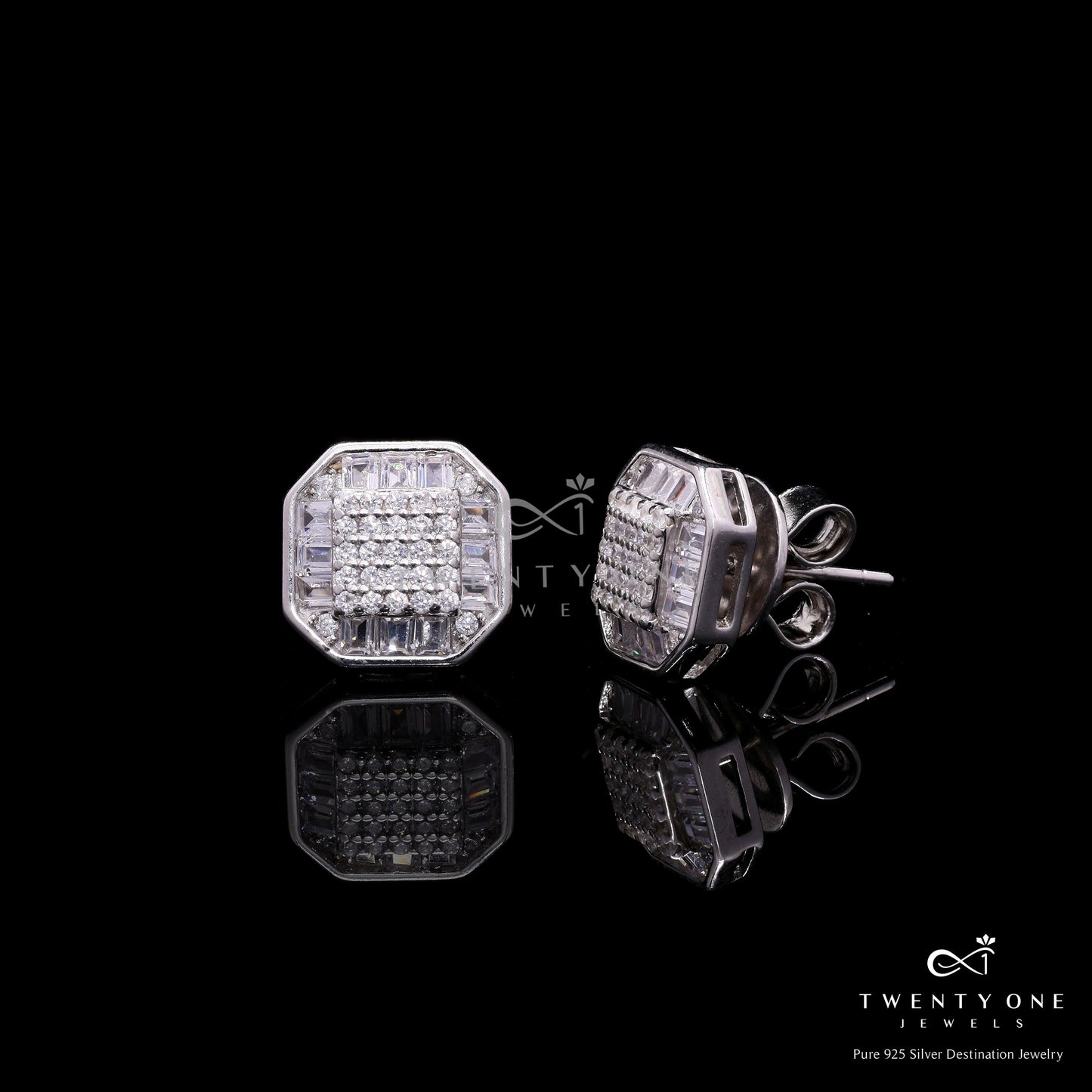 Italian Setting American Diamond Briana Studs on Pure 925 Silver