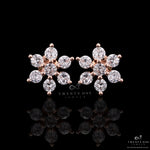 Rose Gold 7 Solitaire Classic Floral Studs on Pure 925 Silver