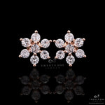 Rose Gold 7 Solitaire Classic Floral Studs on pure 925 Silver