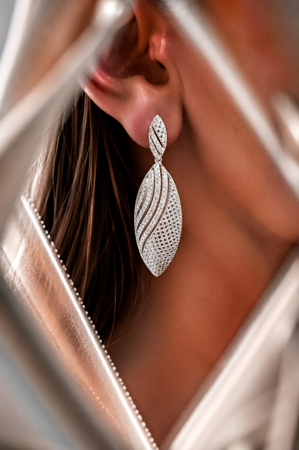 Era Long Cocktail Earrings on Pure 925 Silver