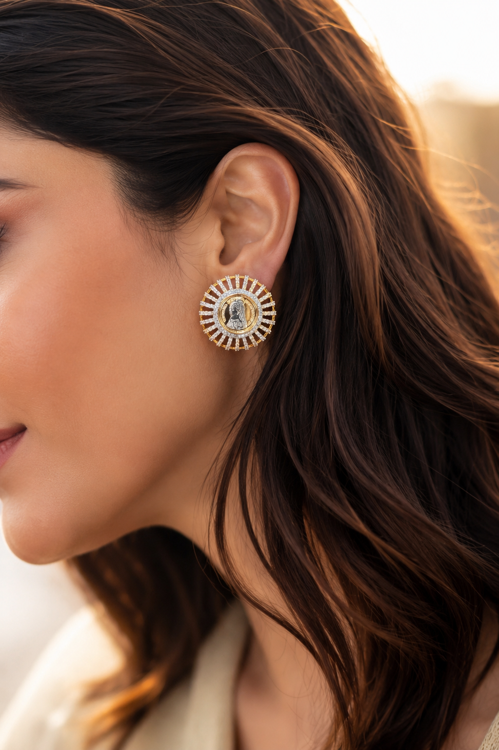 TOJ Everyday -  Gold Finish Ginni Gold Coin Stud Earrings