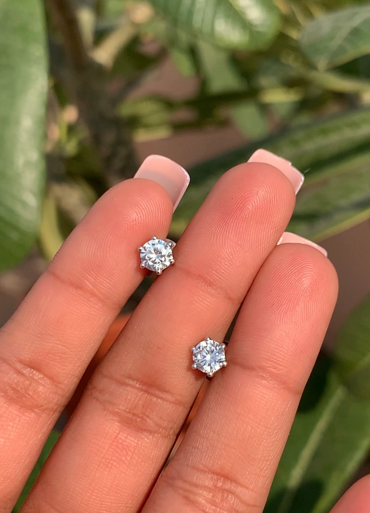 50 Cents Each Solitaire Stud with Premium Screw Backs on Pure 925 Silver-White Gold finish
