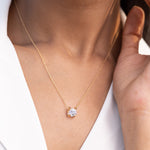The 18k Gold Finish Classic Solitaire Pendant Set on 925 Silver
