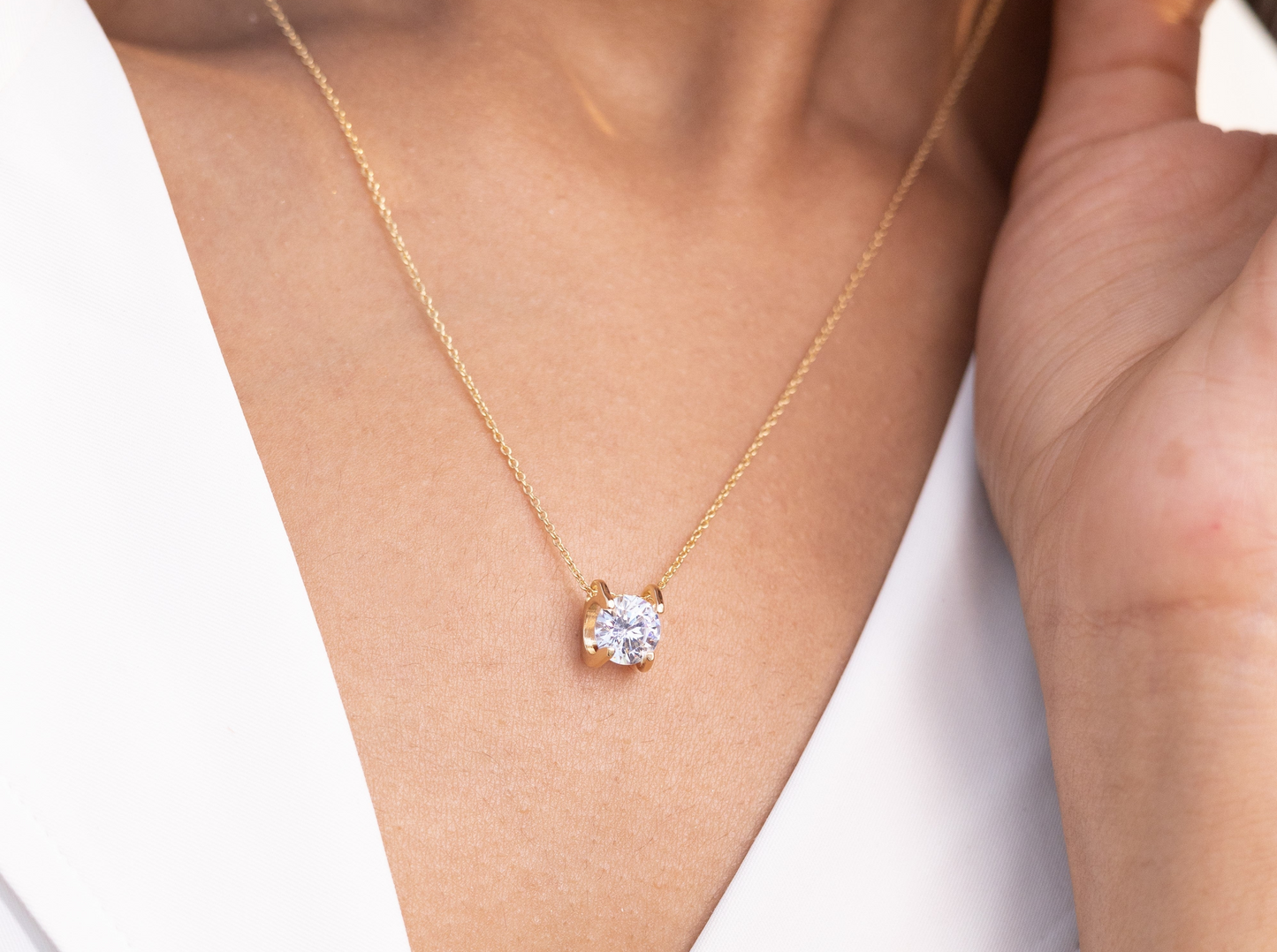 The 18k Gold Finish Classic Solitaire Pendant Set with Premium Screw Back Studs on Pure 925 Silver ( 1 Year Warranty)