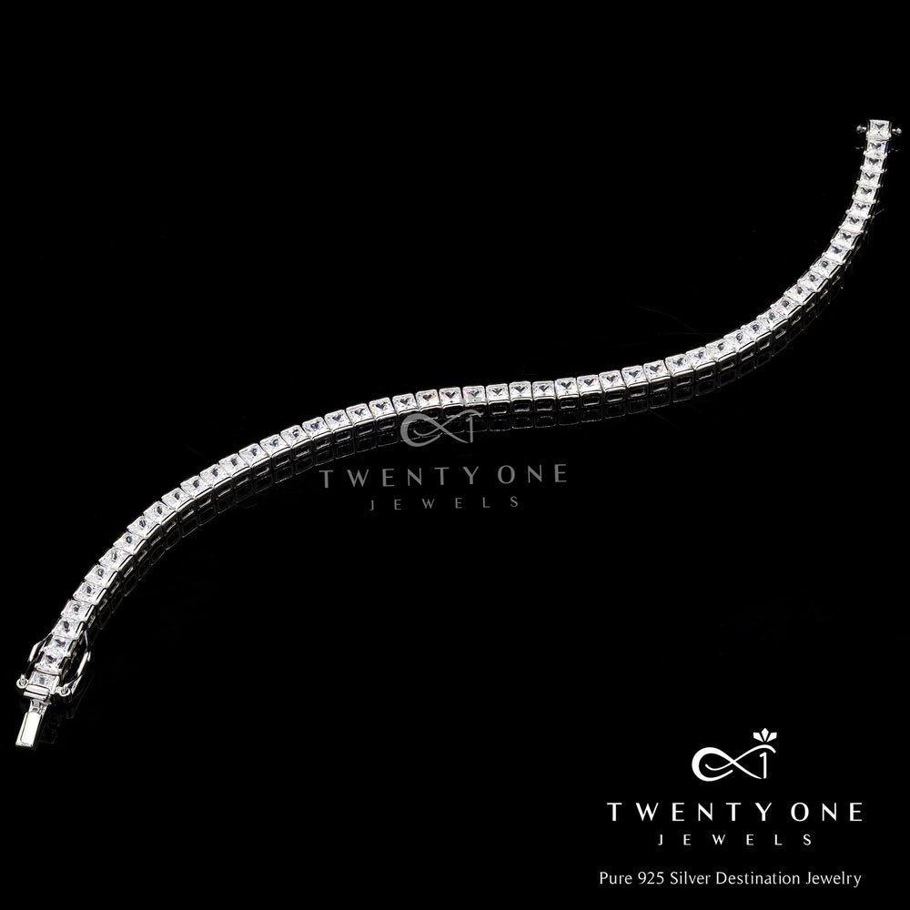 Premium Anthea Princess Cut Solitaire Bracelet on Pure 925 Silver