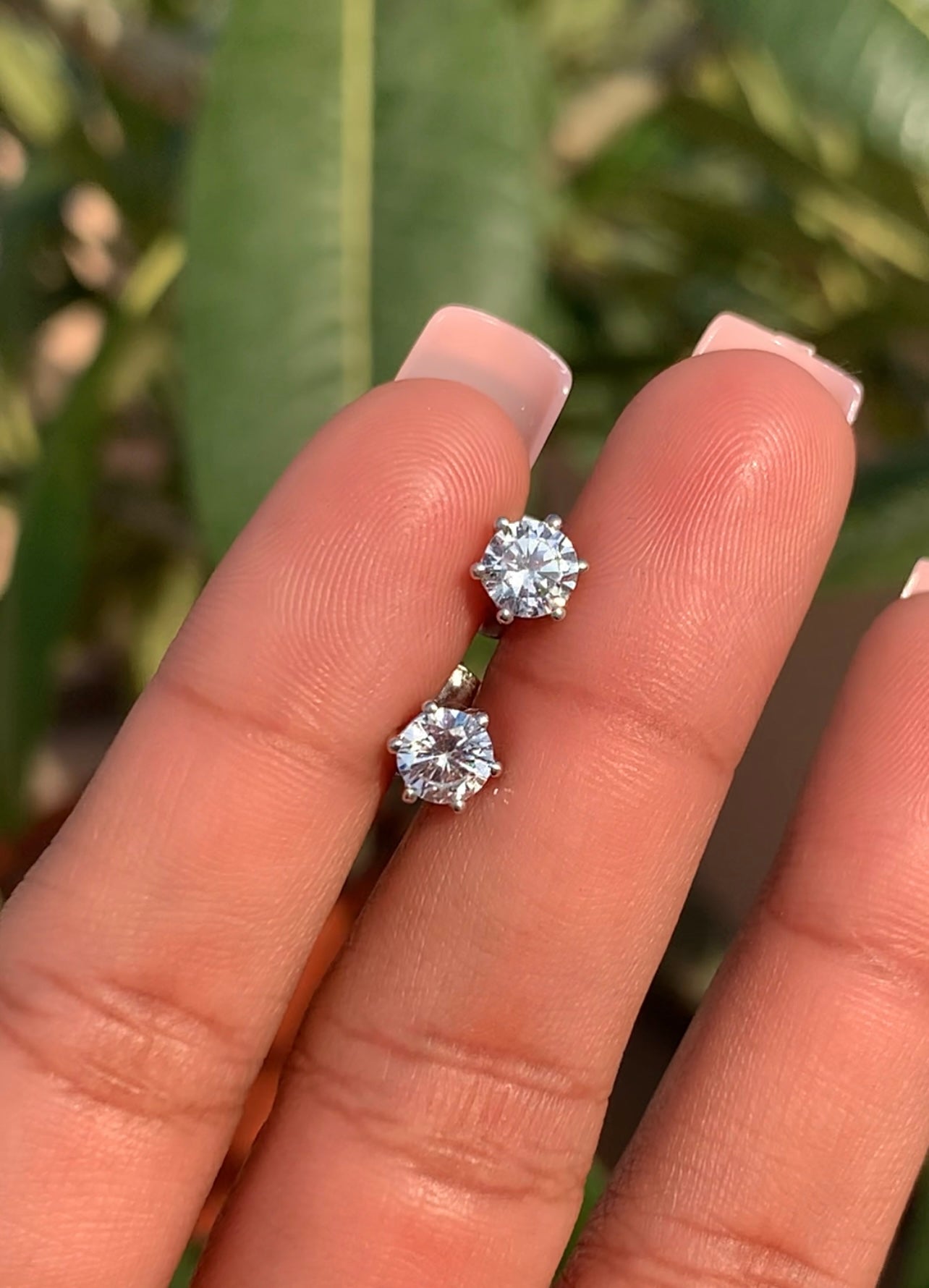 50 Cents Each Solitaire Stud with Premium Screw Backs on Pure 925 Silver-White Gold finish