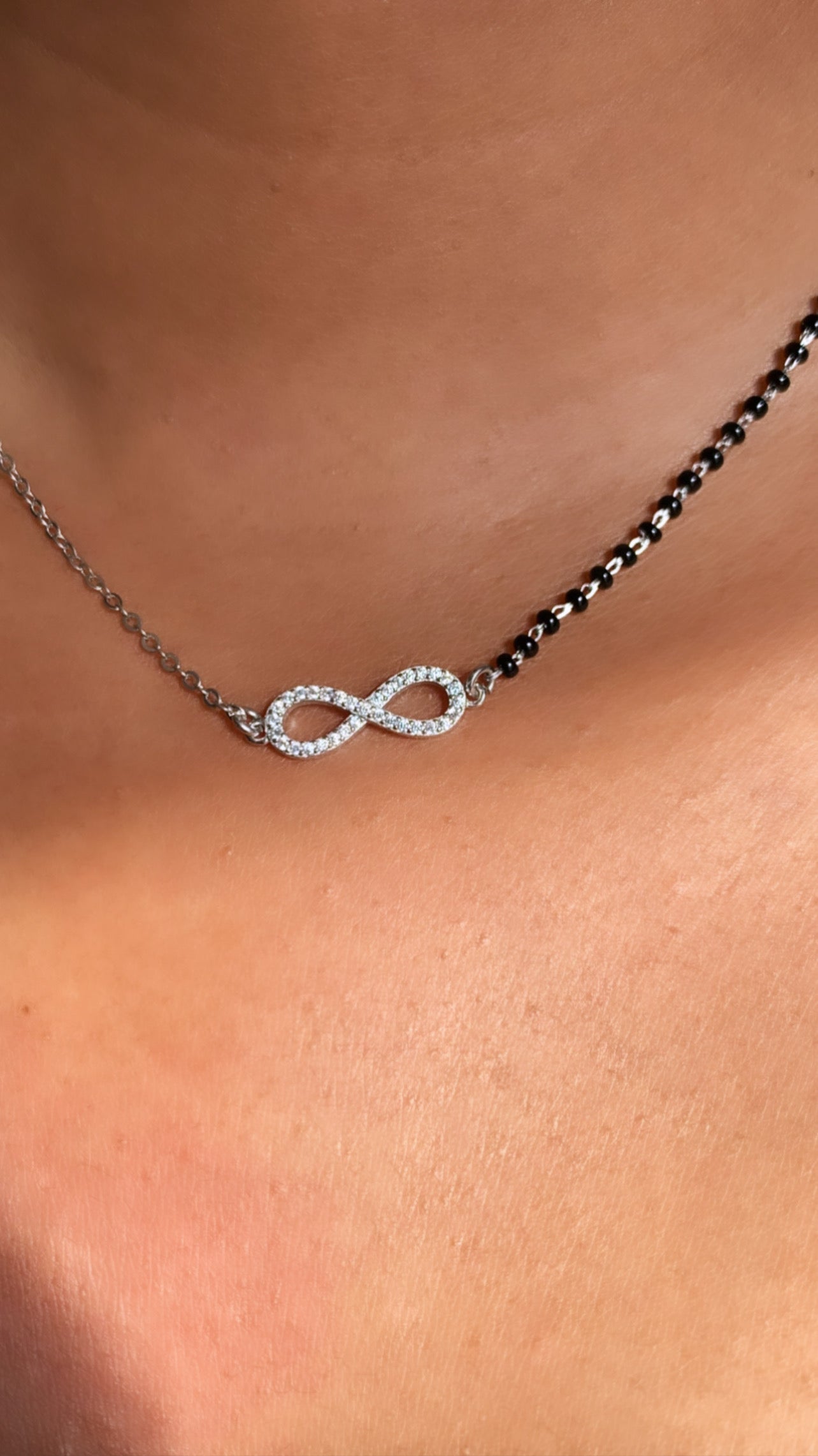 Light Weight Minimal Infinity Mangalsutra On 925 Silver