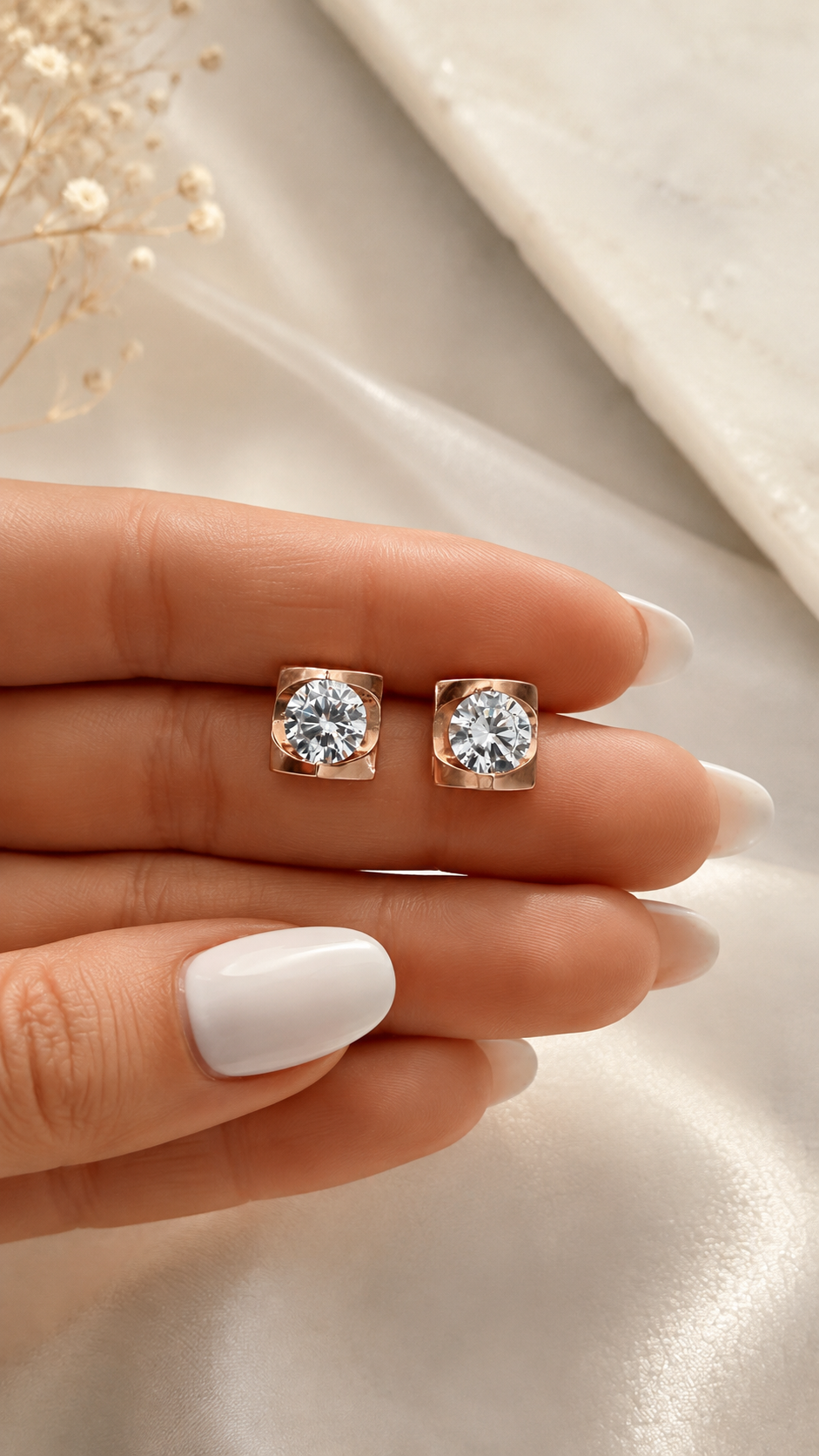 Rose Gold Solitaire Vanity Pendant Set on Pure 925 Silver