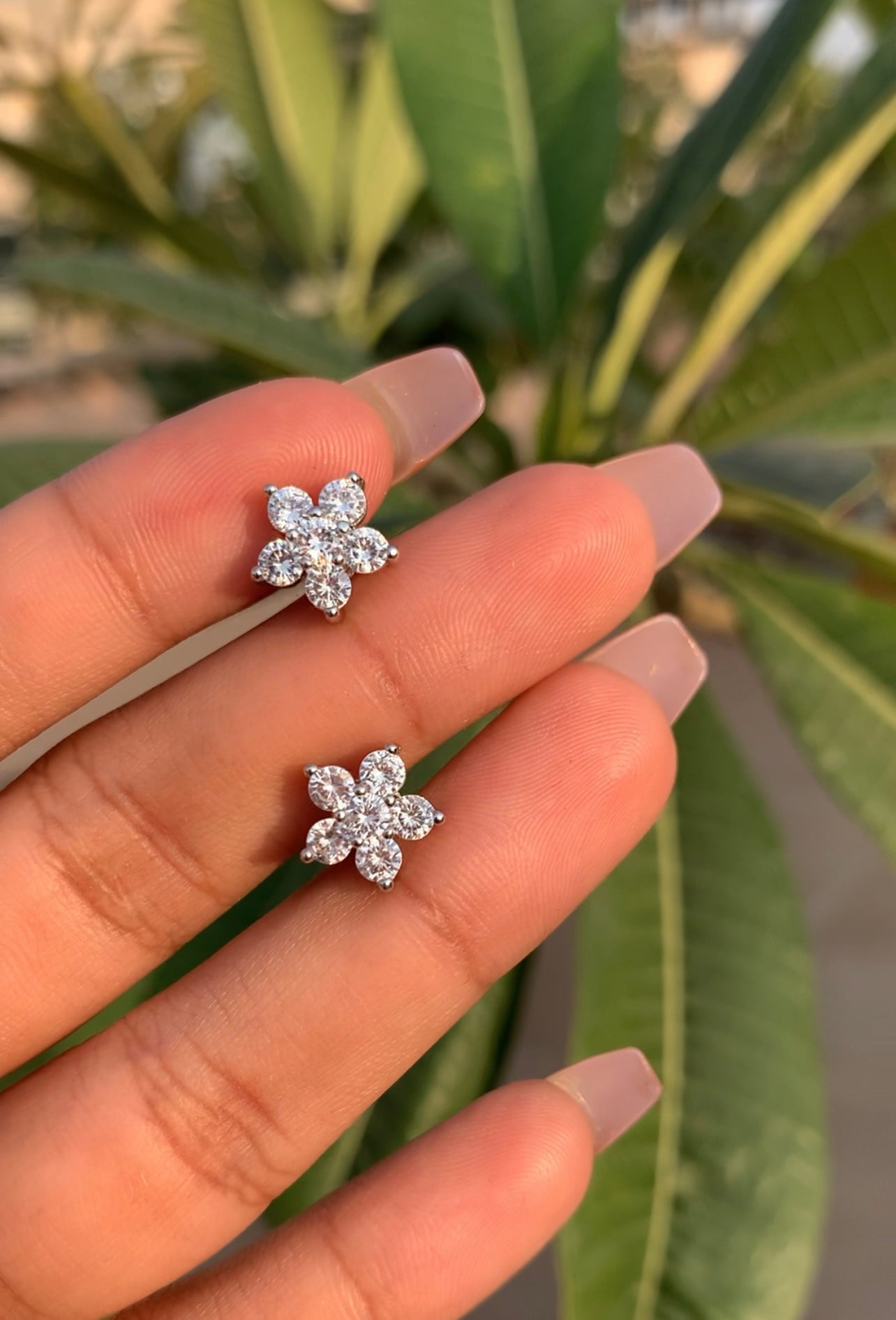 Elevated 6 Petal Gori Studs on Pure 925 Silver