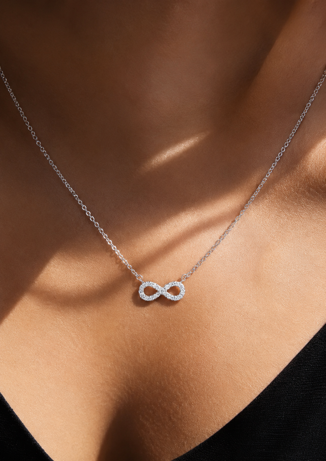 American Diamond Studded Alexis Infinity Pendant with Chain on Pure 925 Silver