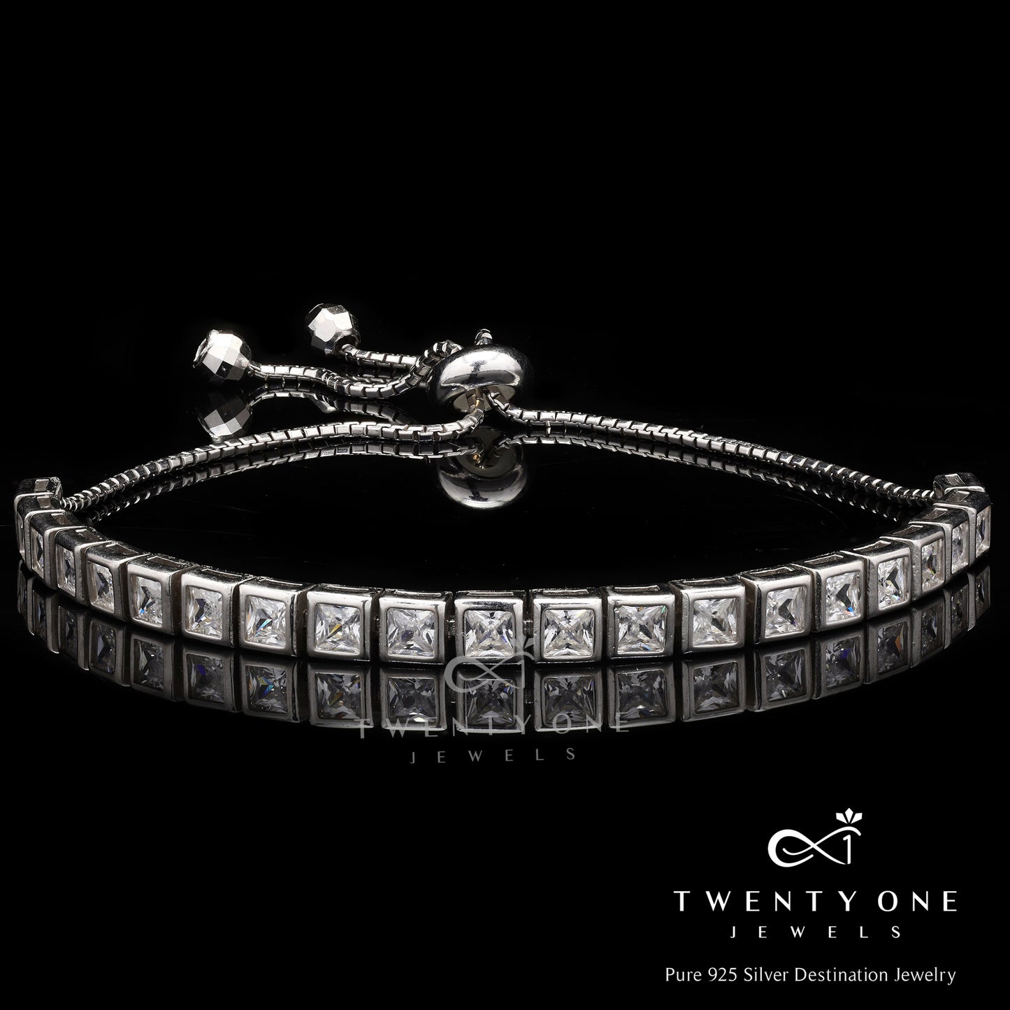 Adjustable Princess Cut Solitaire Alexa Bracelet