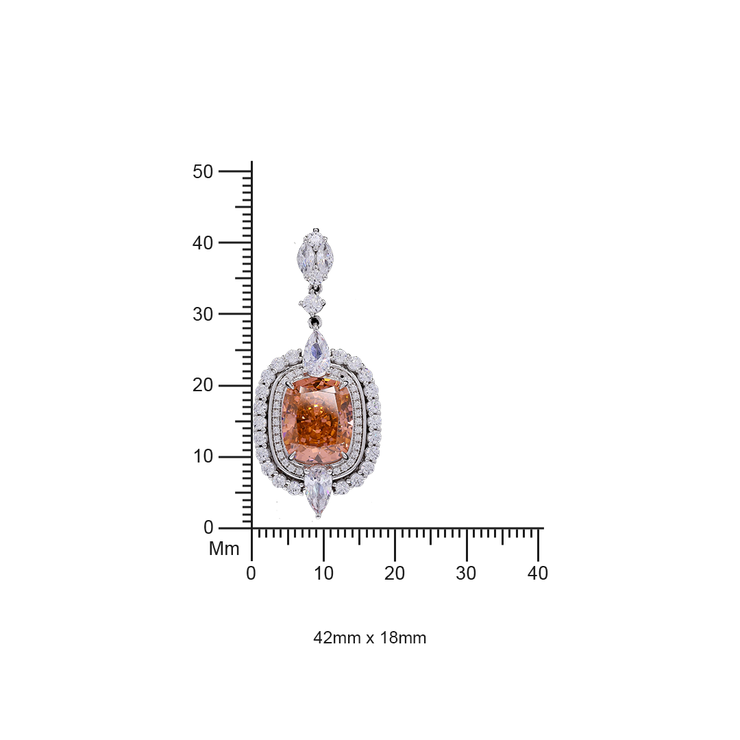 Ultra Premium Orange Citrine and American Diamond Studded Chunky Finesse Pendant with Chain on Pure 925 Silver