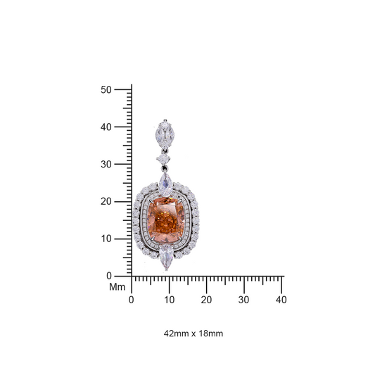 Ultra Premium Orange Citrine and American Diamond Studded Chunky Finesse Pendant with Chain on Pure 925 Silver