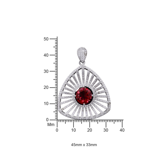 Premium Ruby Radiant Valour Pendant with Chain on Pure 925 Silver