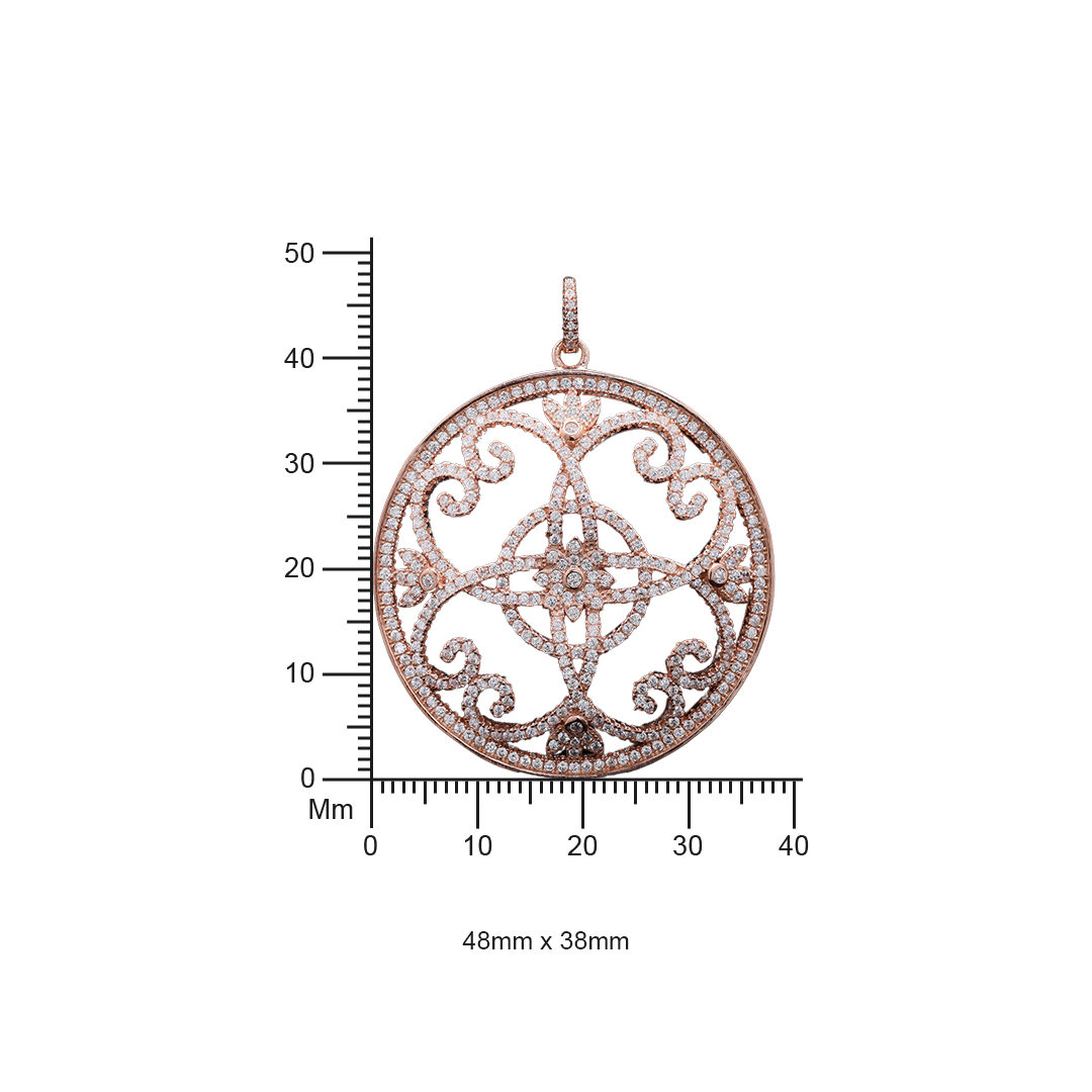 Rose Gold Finish Crysta Premium Pendant with Chain on Pure 925 Silver