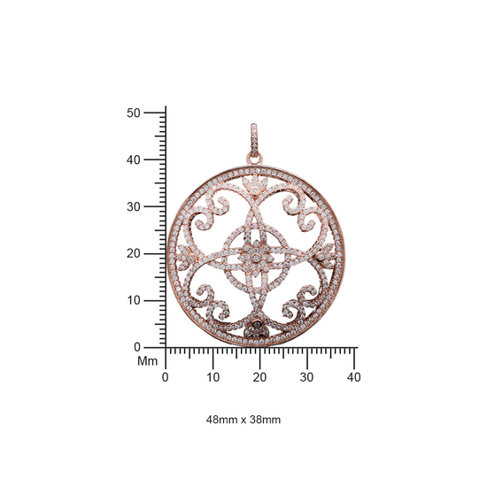 Rose Gold Finish Crysta Premium Pendant with Chain on Pure 925 Silver