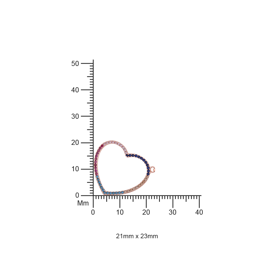 Valentines Exclusive Multicoloured Big Heart Rose Gold Charlee Pendant on pure 925 Silver