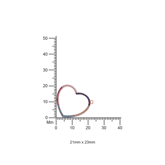 Valentines Exclusive Multicoloured Big Heart Rose Gold Charlee Pendant on pure 925 Silver