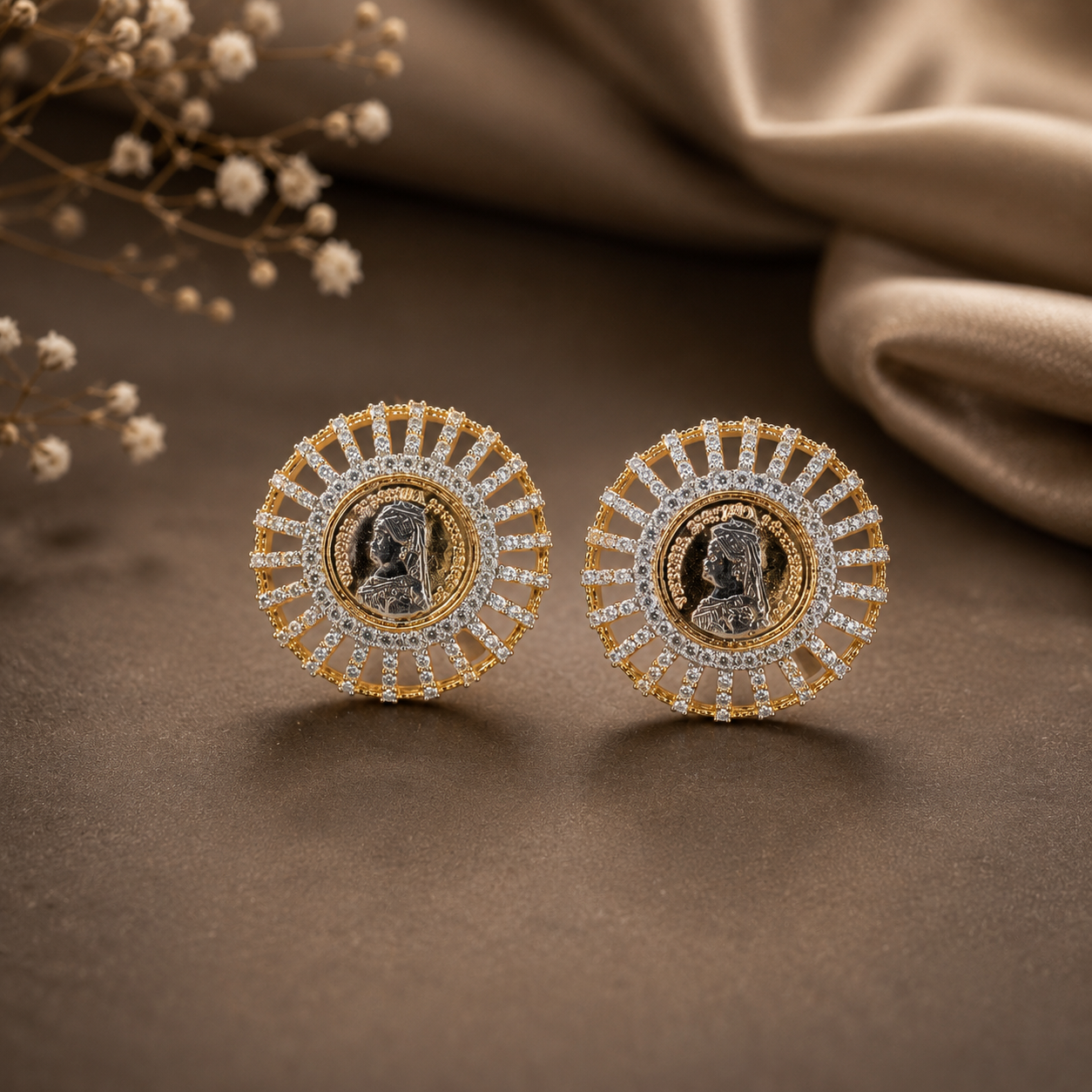 TOJ Everyday -  Gold Finish Ginni Gold Coin Stud Earrings