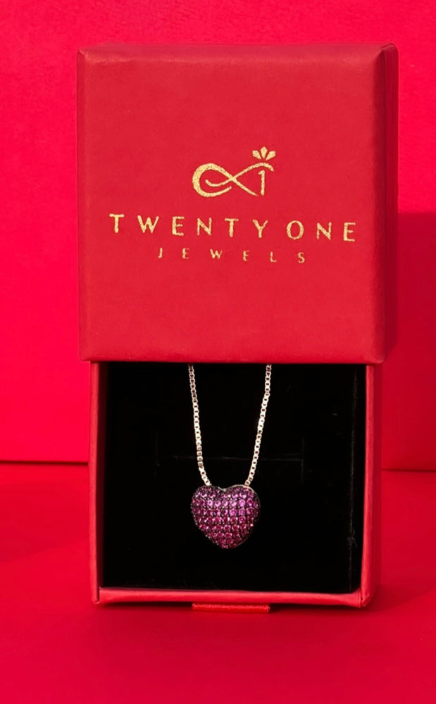 Pink Ruby Heart Pendant on Pure 925 Silver