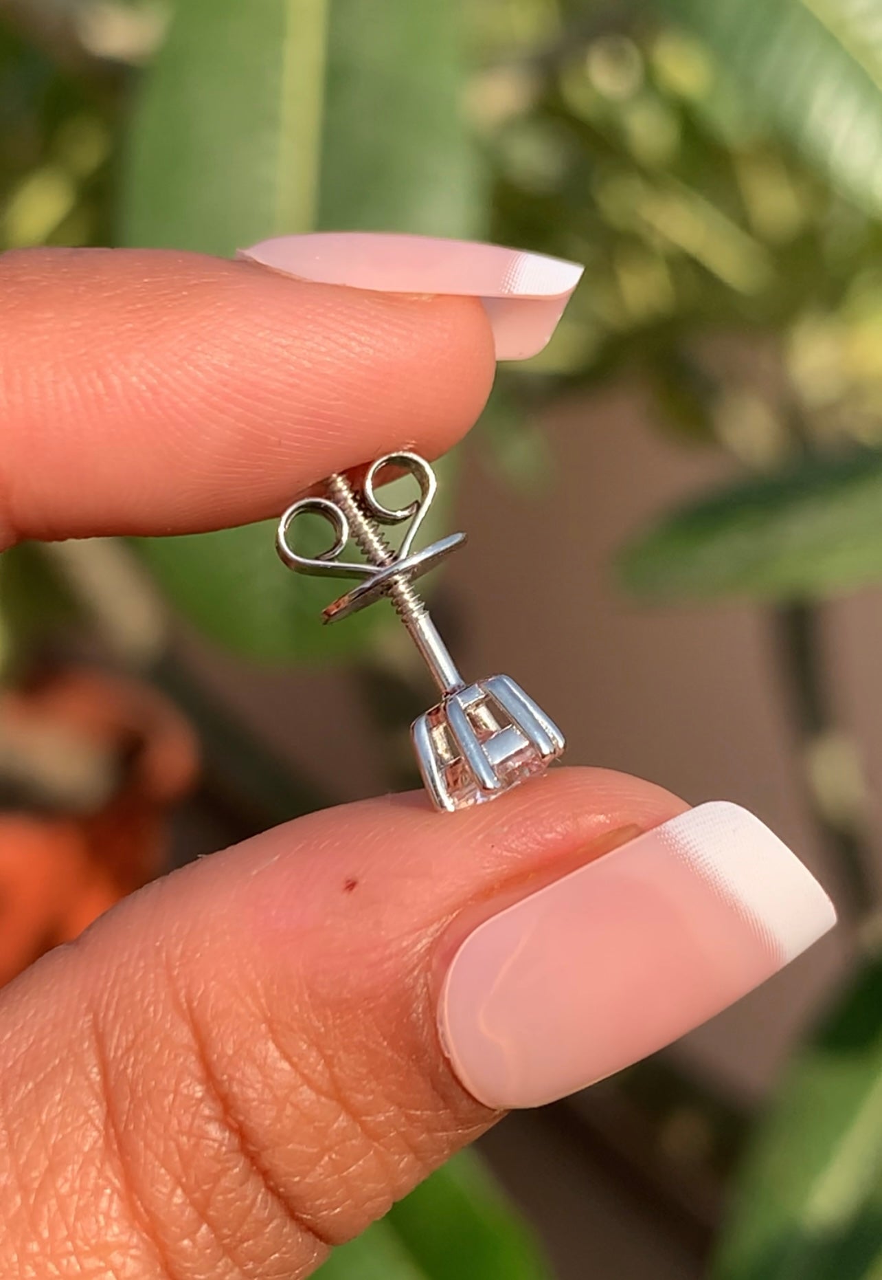 50 Cents Each Solitaire Stud with Premium Screw Backs on Pure 925 Silver-White Gold finish
