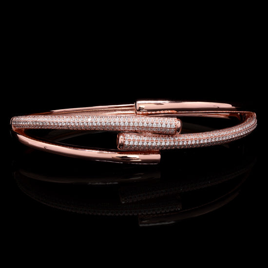 Ultra Premium Rose Gold Finish Three Line Micro Setting Diamond Bracelet