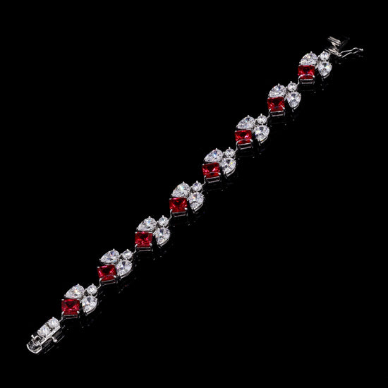 Ultra Premium Ruby Ice Cut Multi Solitaire Tennis Bracelet on Pure 925 Silver