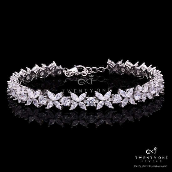 American Diamond Studded Emory Marquise Bracelet on Pure 925 Silver.
