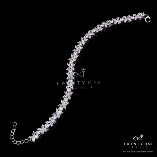 American Diamond Studded Emory Marquise Bracelet on Pure 925 Silver.