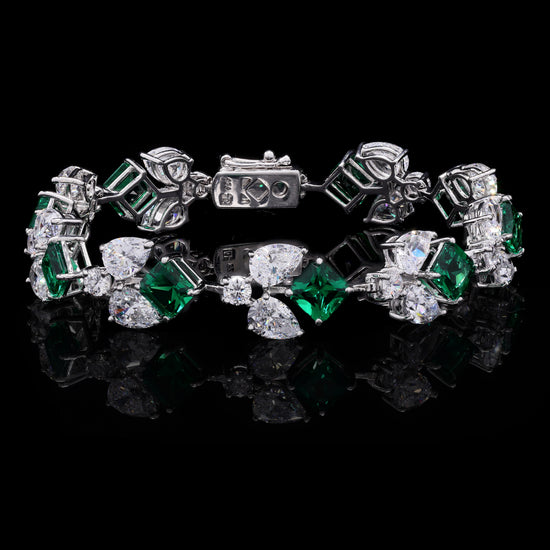 Ultra Premium Emerald Ice Cut Multi Solitaire Tennis Bracelet on Pure 925 Silver