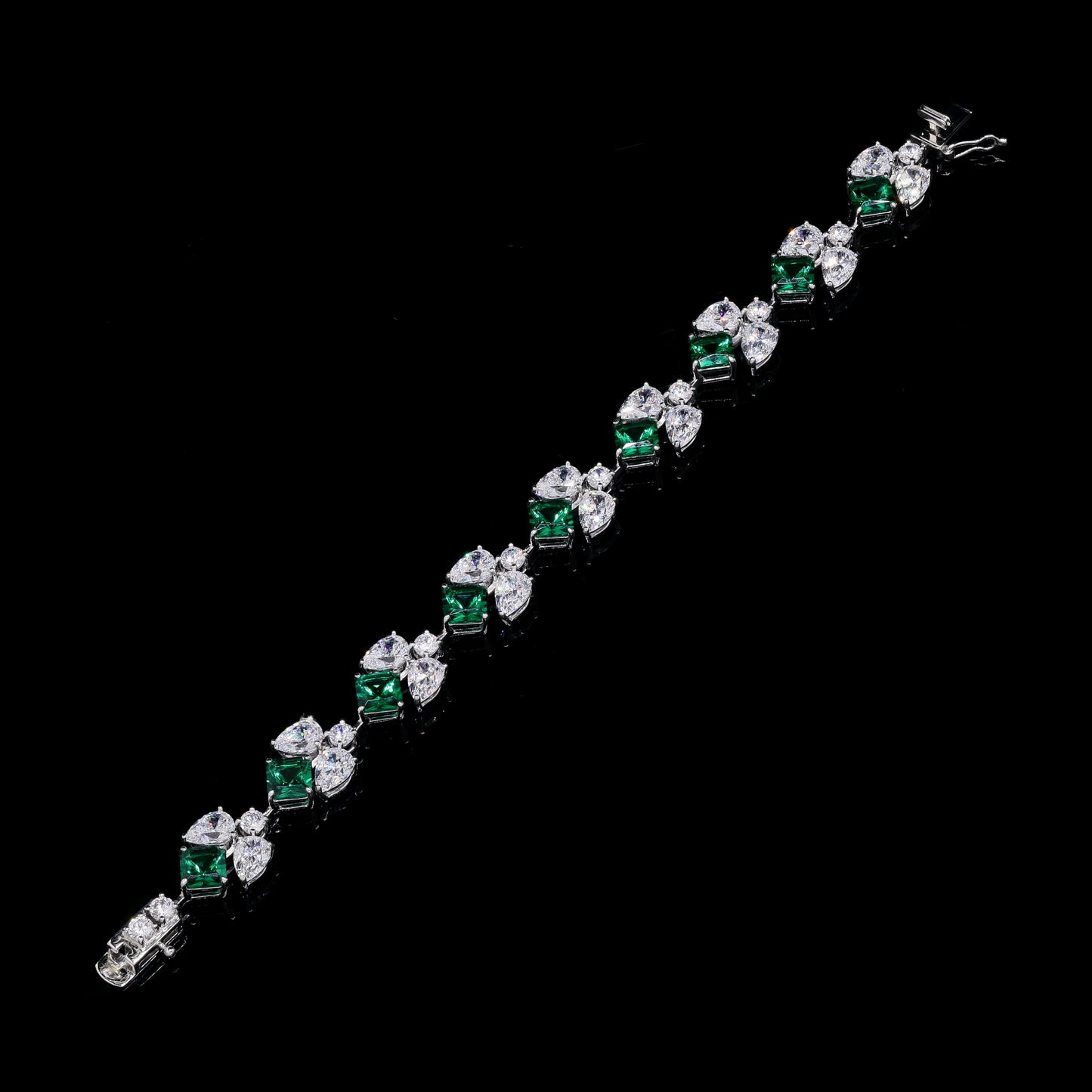 Ultra Premium Emerald Ice Cut Multi Solitaire Tennis Bracelet on Pure 925 Silver