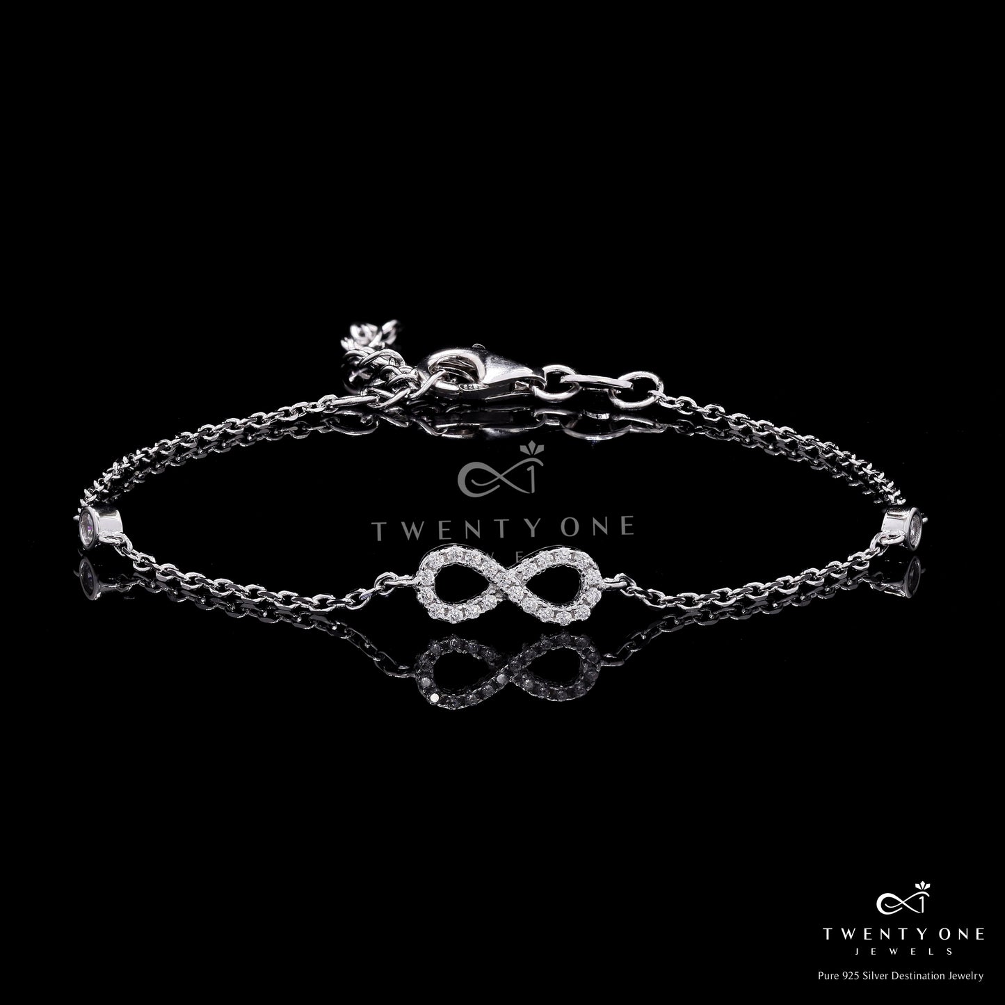 Erin Adjustable Infinity Bracelet on Pure 925 Silver